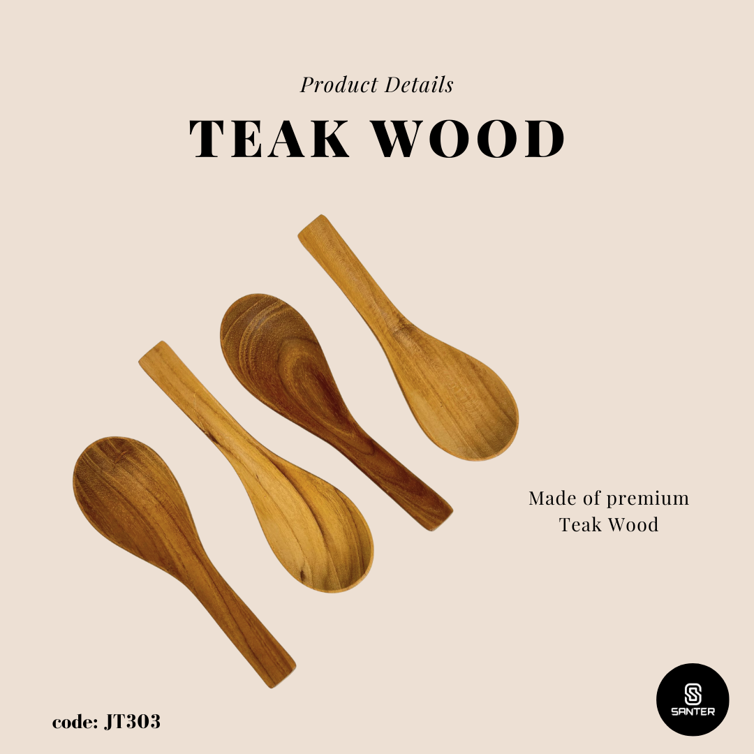 JT303. Teak Wood Wooden Soup Spoon / Porridge Spoon / Rice Spoon