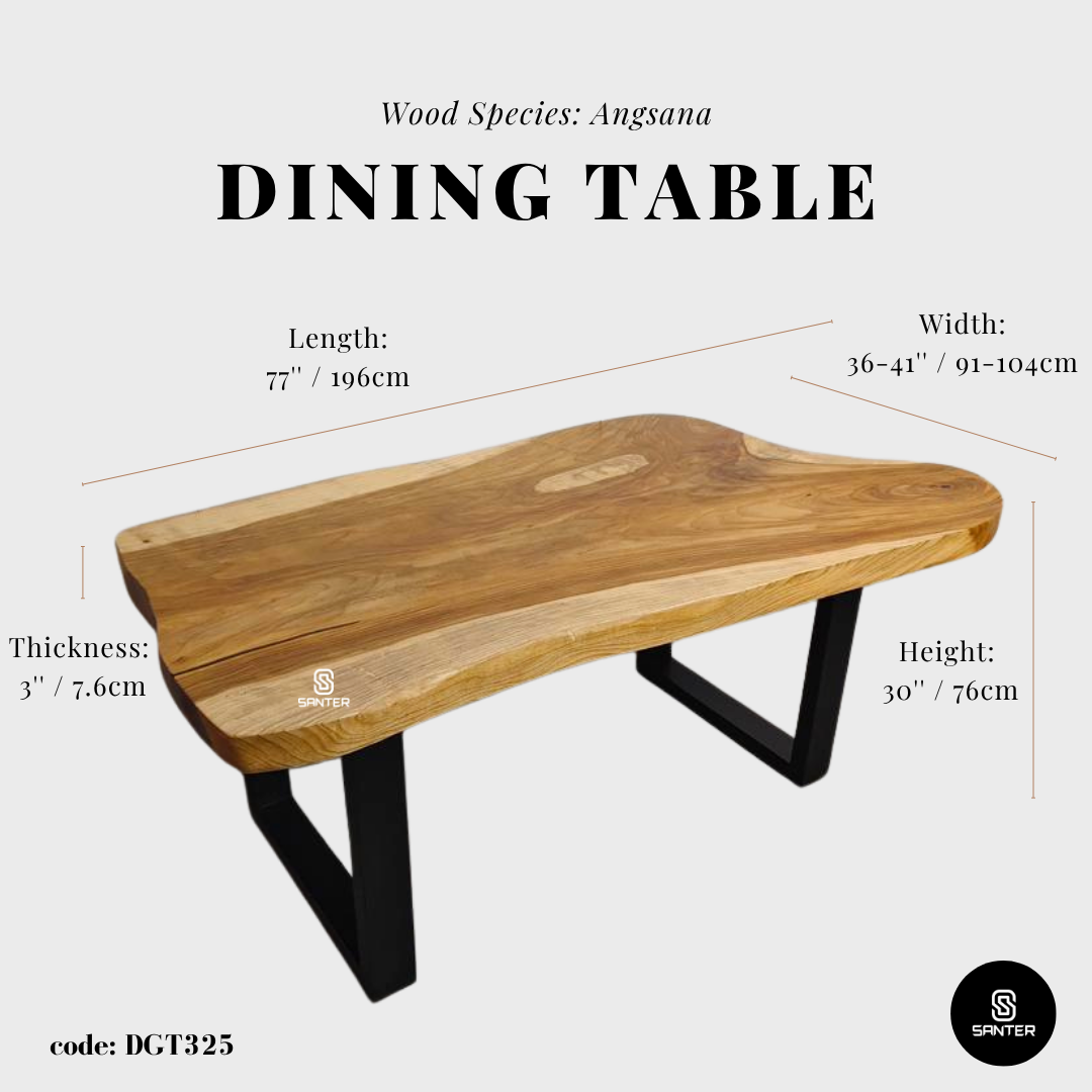 DGT325. Angsana Solid Wood Dining Table/ Meeting Table/ Working Desk/ Tea Table/ 6 Seater Wooden Table