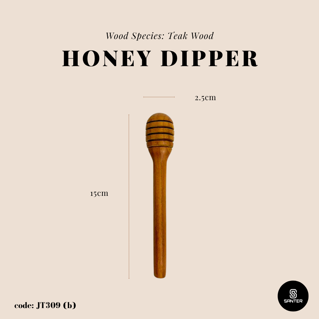 JT309. Teak Wood Honey Spoon/ Honey Dipper/ Honey Stirrer/ Honey Stick/ Honey Wand/ Honey Dripper