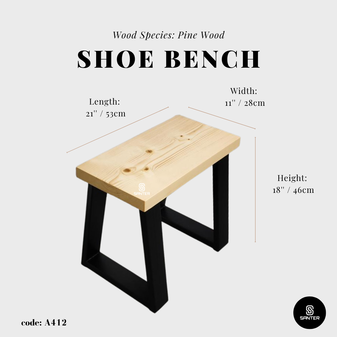 A412. Pine Wood Wooden Bench / Sitting Bench / Shoe Bench