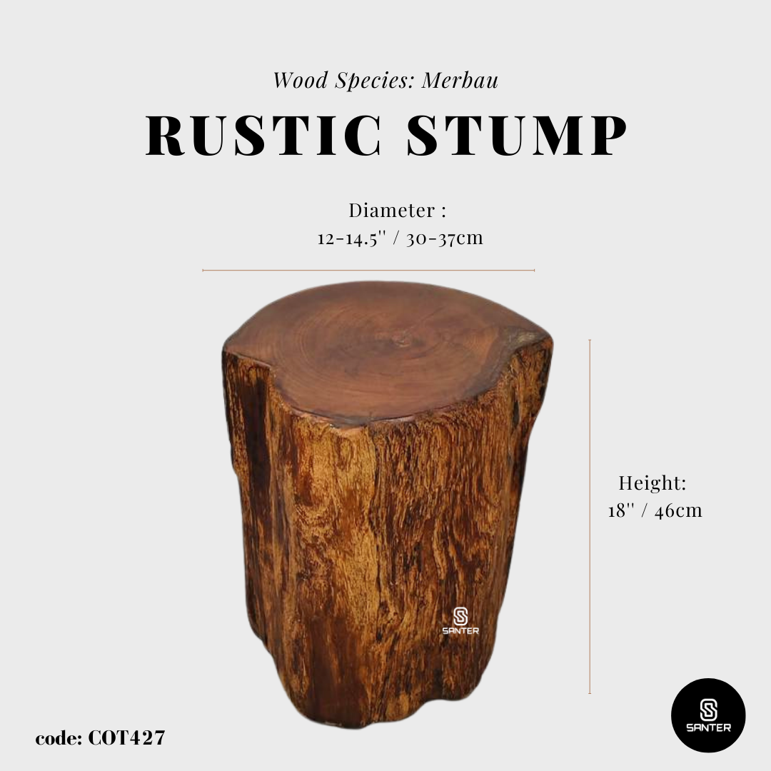 COT427. Merbau Wood Artistic Wood Pedestal/ Wooden Stump / Rustic Stump / Plant Stool
