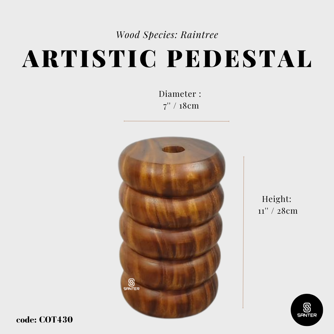 COT430. Raintree Wood Artistic Pedestal/ Wooden Vase/ Wooden Decor/ Plant Stool/ Wooden Pedestal