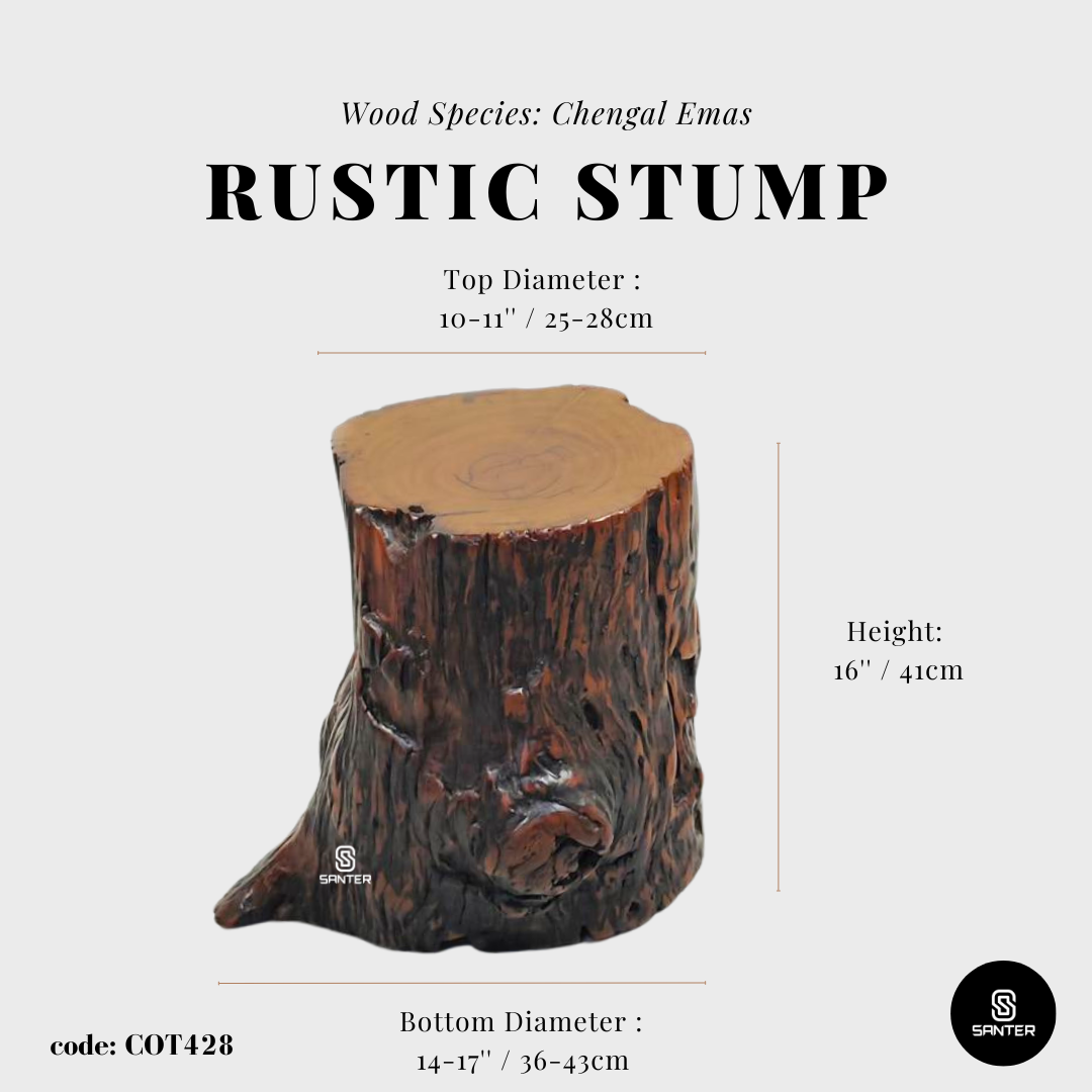 COT428. Chengal Emas Artistic Wood Pedestal/ Wooden Stump / Rustic Stump / Plant Stool