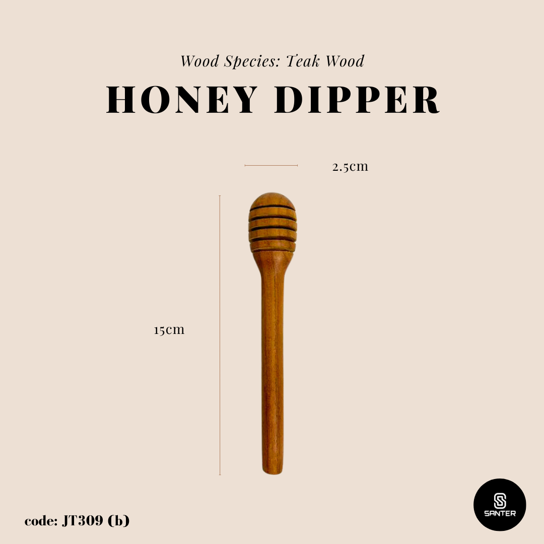 JT309. Teak Wood Honey Spoon/ Honey Dipper/ Honey Stirrer/ Honey Stick/ Honey Wand/ Honey Dripper