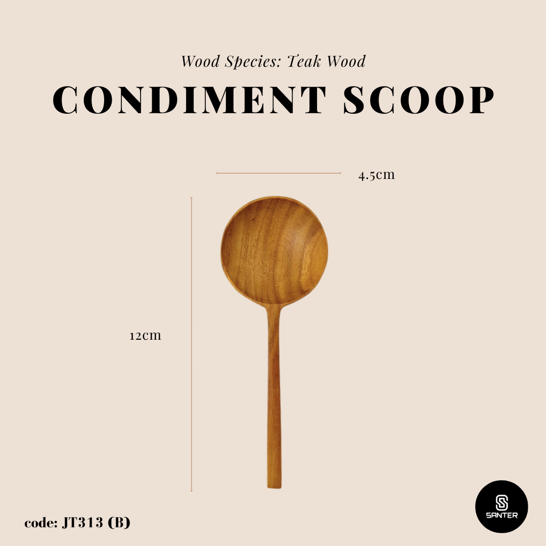 JT313. Teak Wood Wooden Scoop Spoon/ Tea Leaf Scoop/ Condiment Scoop/ Seasoning Spoon/ Spice Spoon