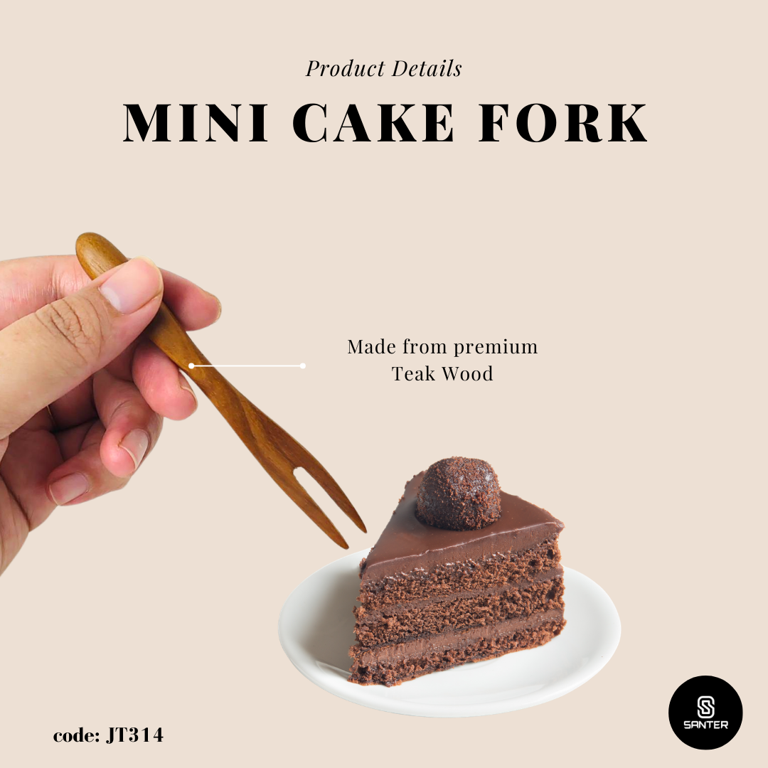 JT314. Teak Wood Wooden Fork/ Dessert Fork/ Appetizer Fork/ Fruit Fork/ Mini Cake Fork