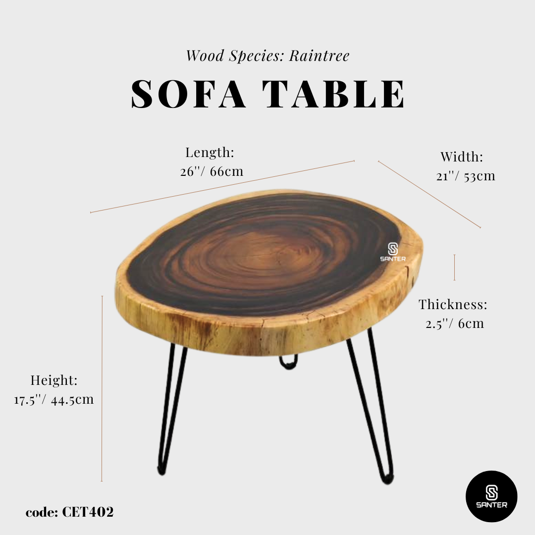 CET402. Raintree Solid Wood Coffee Table/ Sofa Table/ Living Room Table/ Side Table/ Wooden Table