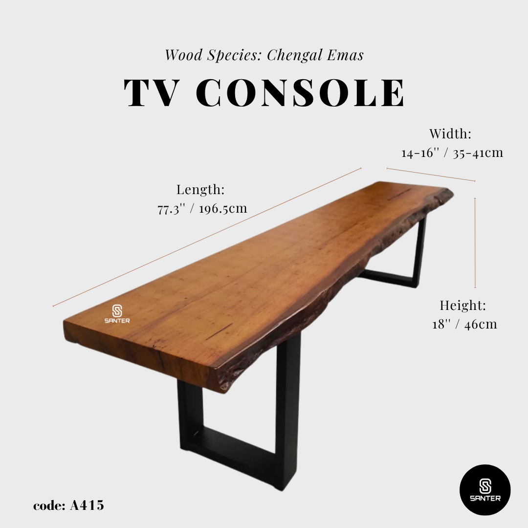 A415. Chengal Emas Solid Wood Rustic Bench / Dining Bench / TV Console / Wooden Bench / Shoe Bench