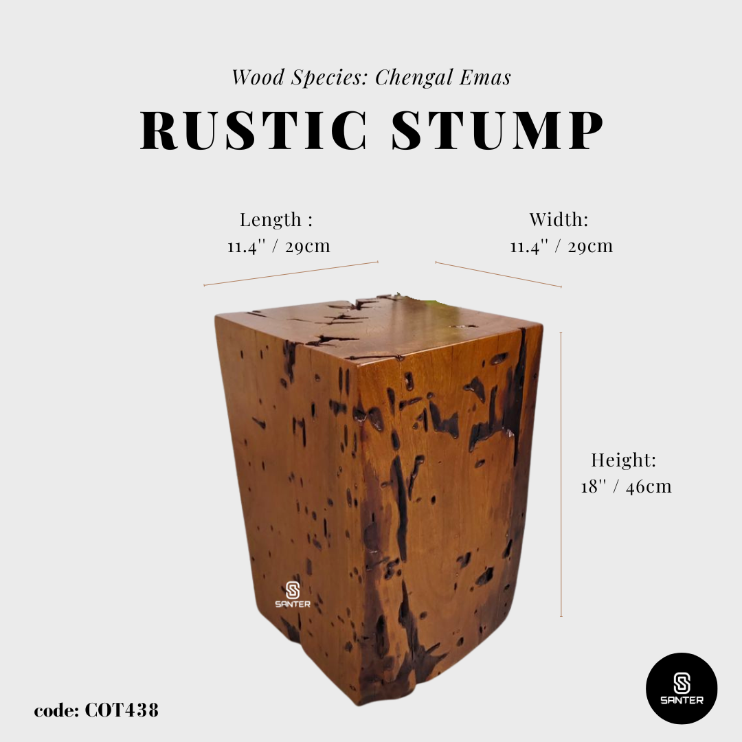 COT438. Chengal Emas Artistic Wood Pedestal/ Stump/ Side Table/ Stool