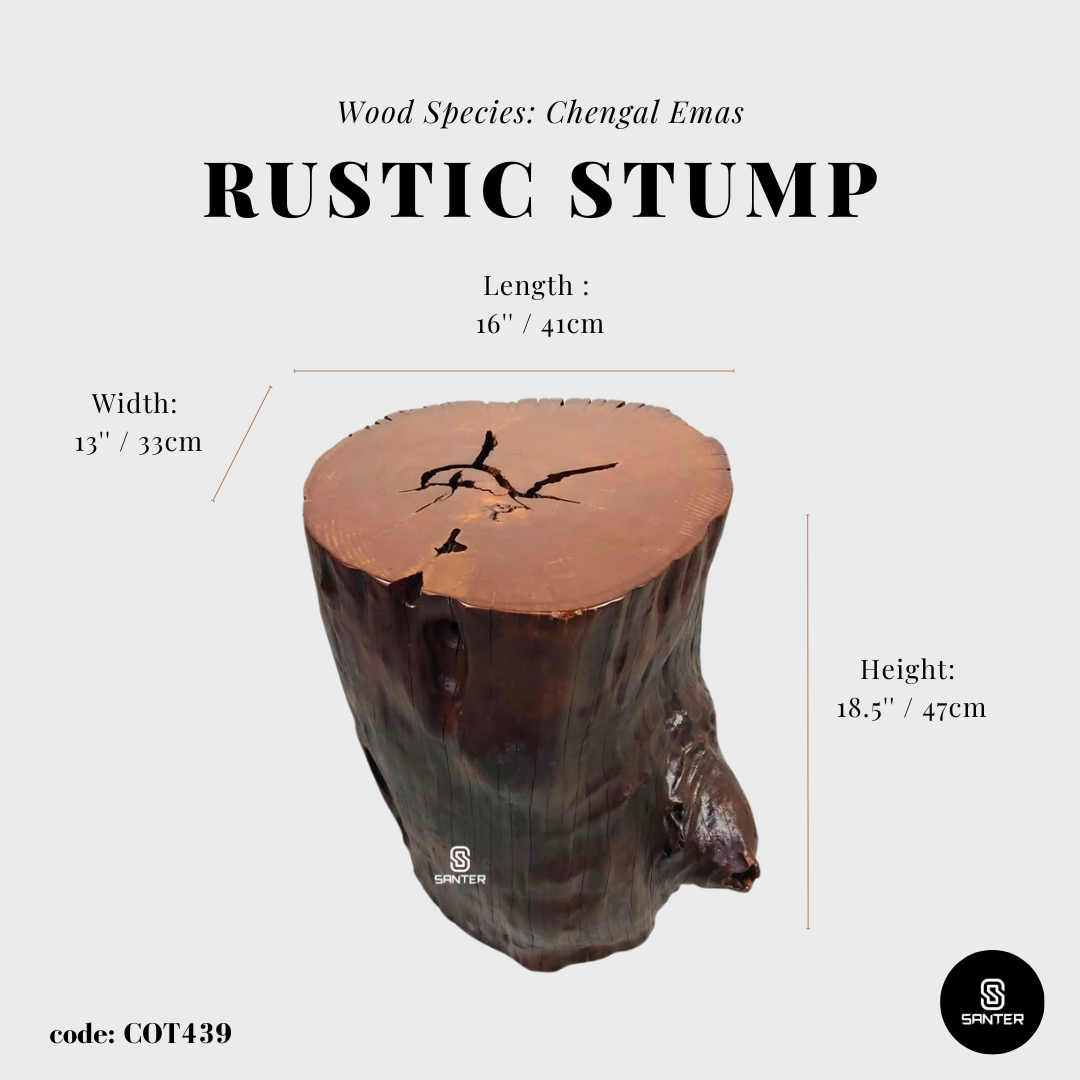 COT439. Chengal Emas Artistic Wood Pedestal/ Stump/ Side Table/ Stool
