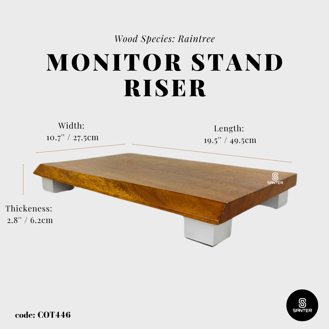 COT446. Raintree Solid Wood Monitor Rack/ Plant Tray/ Wooden Tray/ Dessert Tray/ Monitor Stand Riser