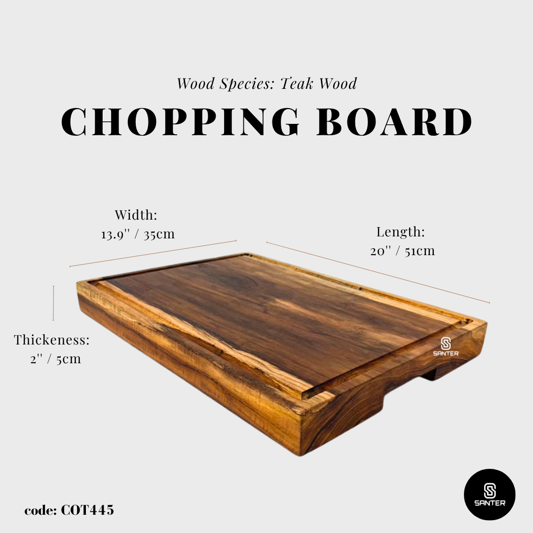 COT445. Teak Wood Butcher Block/ Large Chopping Board/ Serving Tray/ Cutting Board/ Hardwood Chopping Board