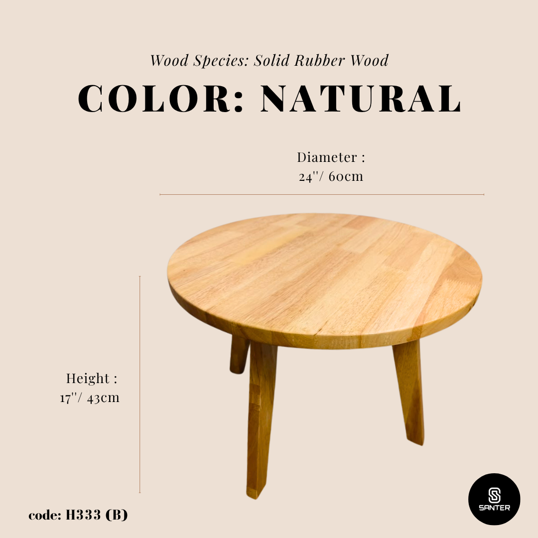 H333. Solid Rubber Wood Coffee Table