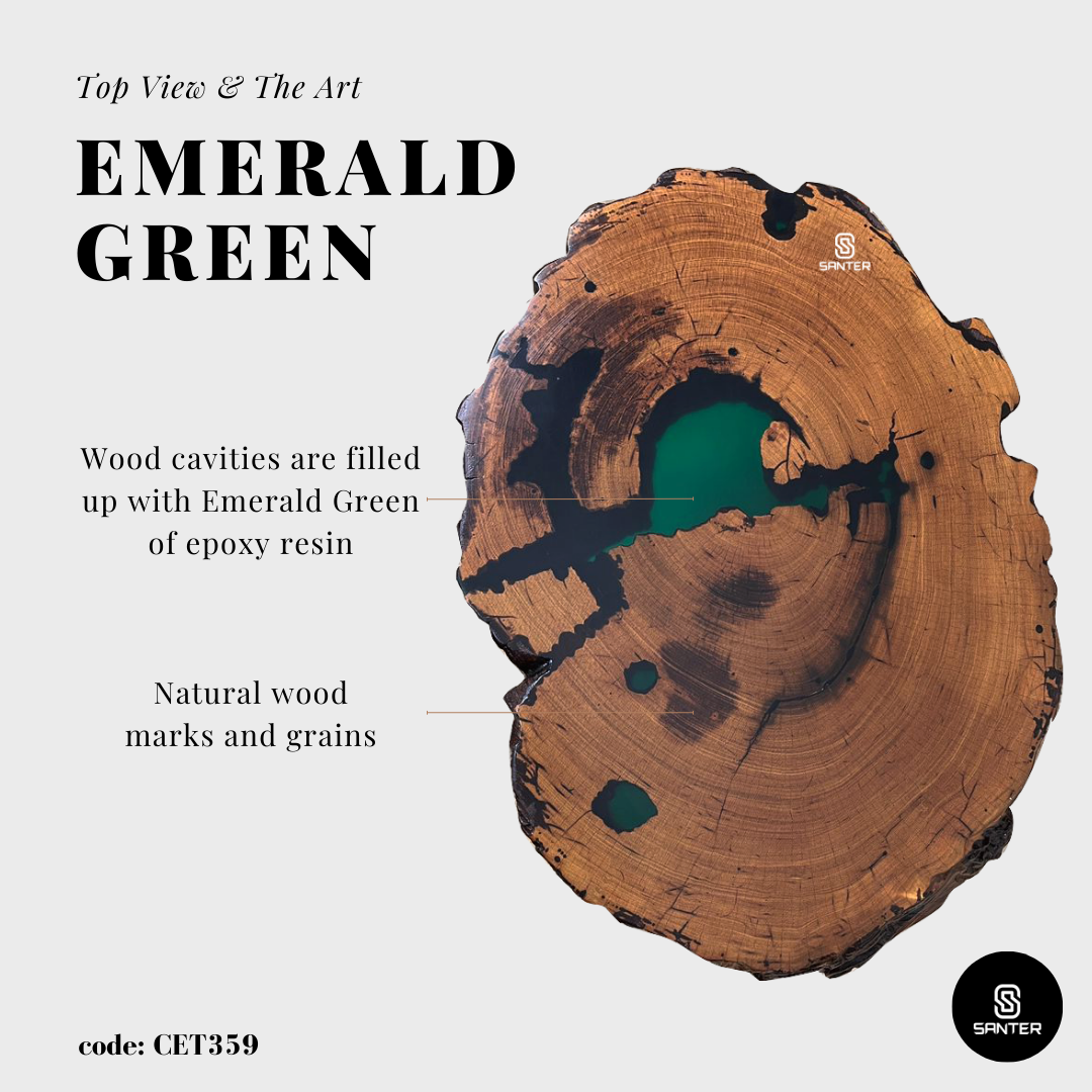 CET359. Chengal Emas Solid Wood Coffee Table/ Sofa Table (Emerald Green)