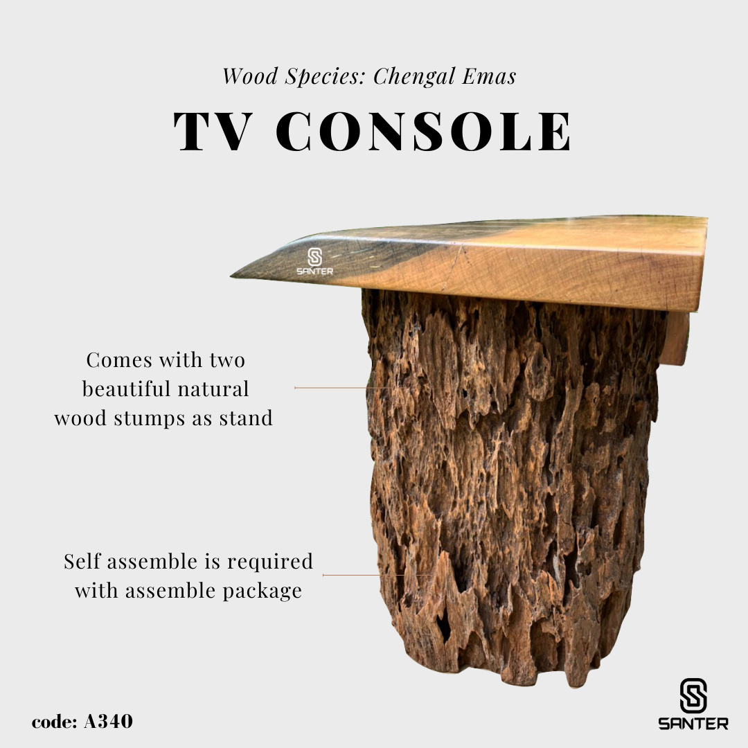 A340. Chengal Emas Solid Wood TV Console Table / Bench