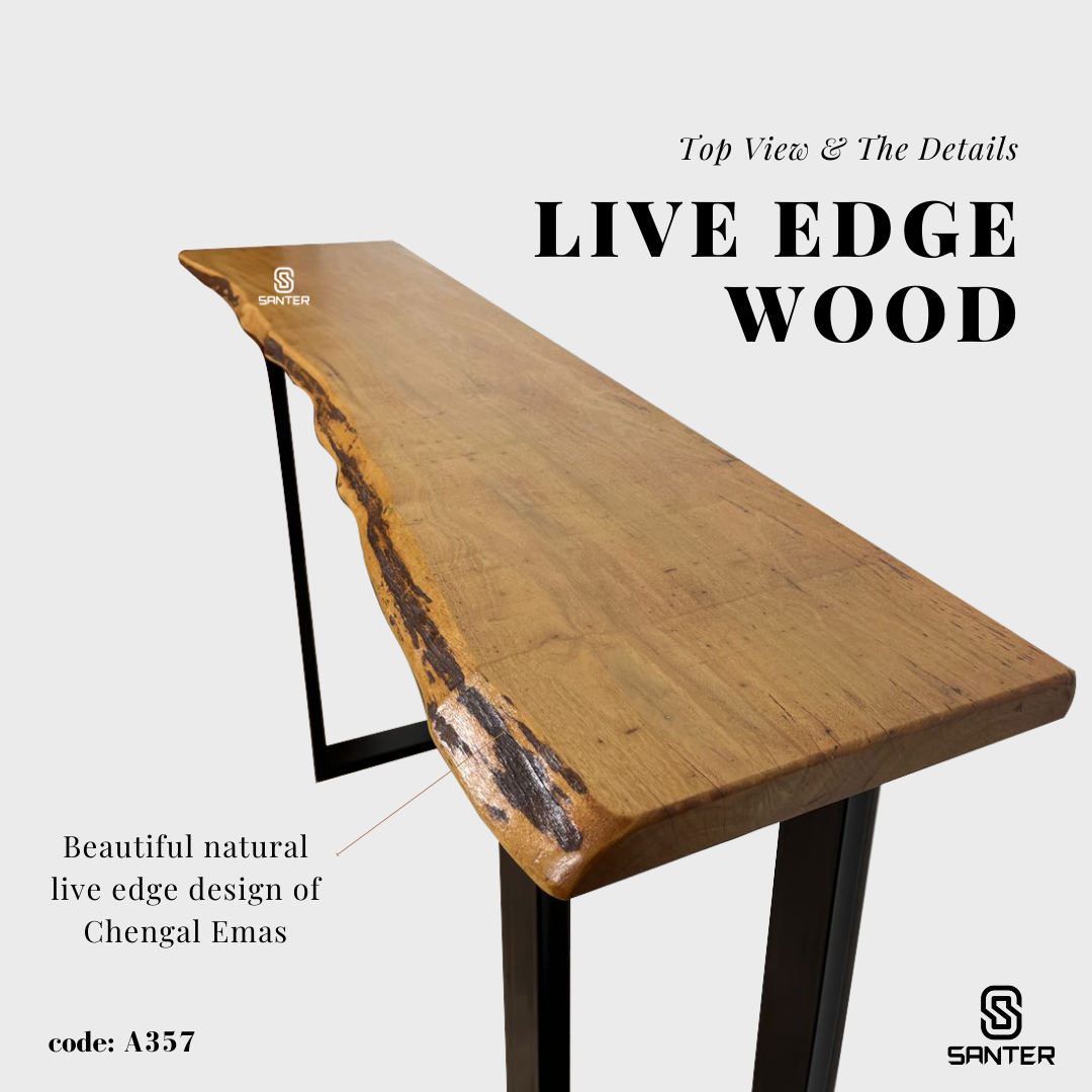 A357. Chengal Emas Solid Wood Bar Table / Console Table