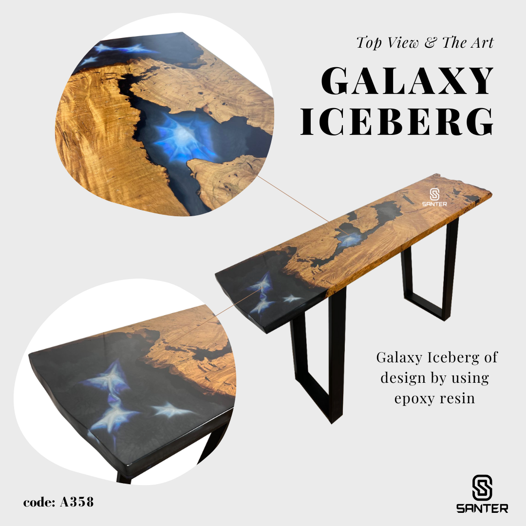 A358. Chengal Emas Solid Wood Console Table (Galaxy Iceberg)