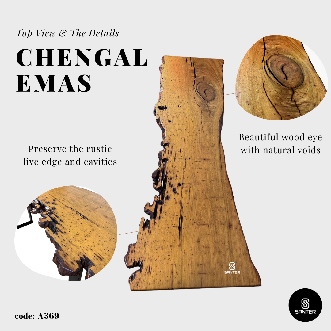 A369. Chengal Emas Solid Wood Rustic Bar Table / Console Table