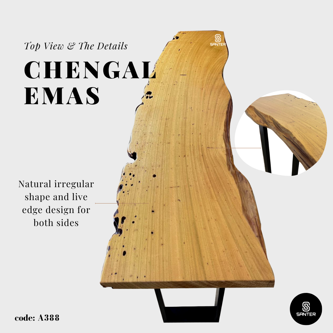 A388. Chengal Emas Solid Wood Rustic Bar Table / Console Table