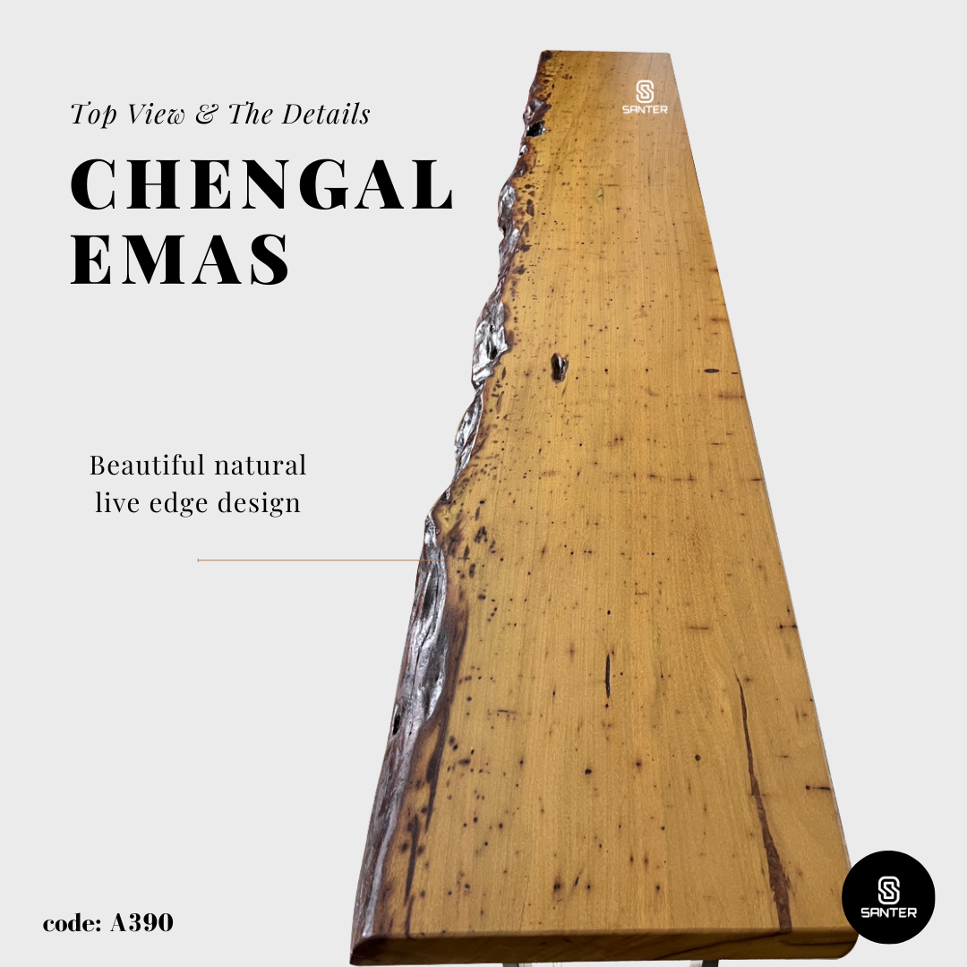 A390. Chengal Emas Solid Wood Rustic Bar Table / Console Table