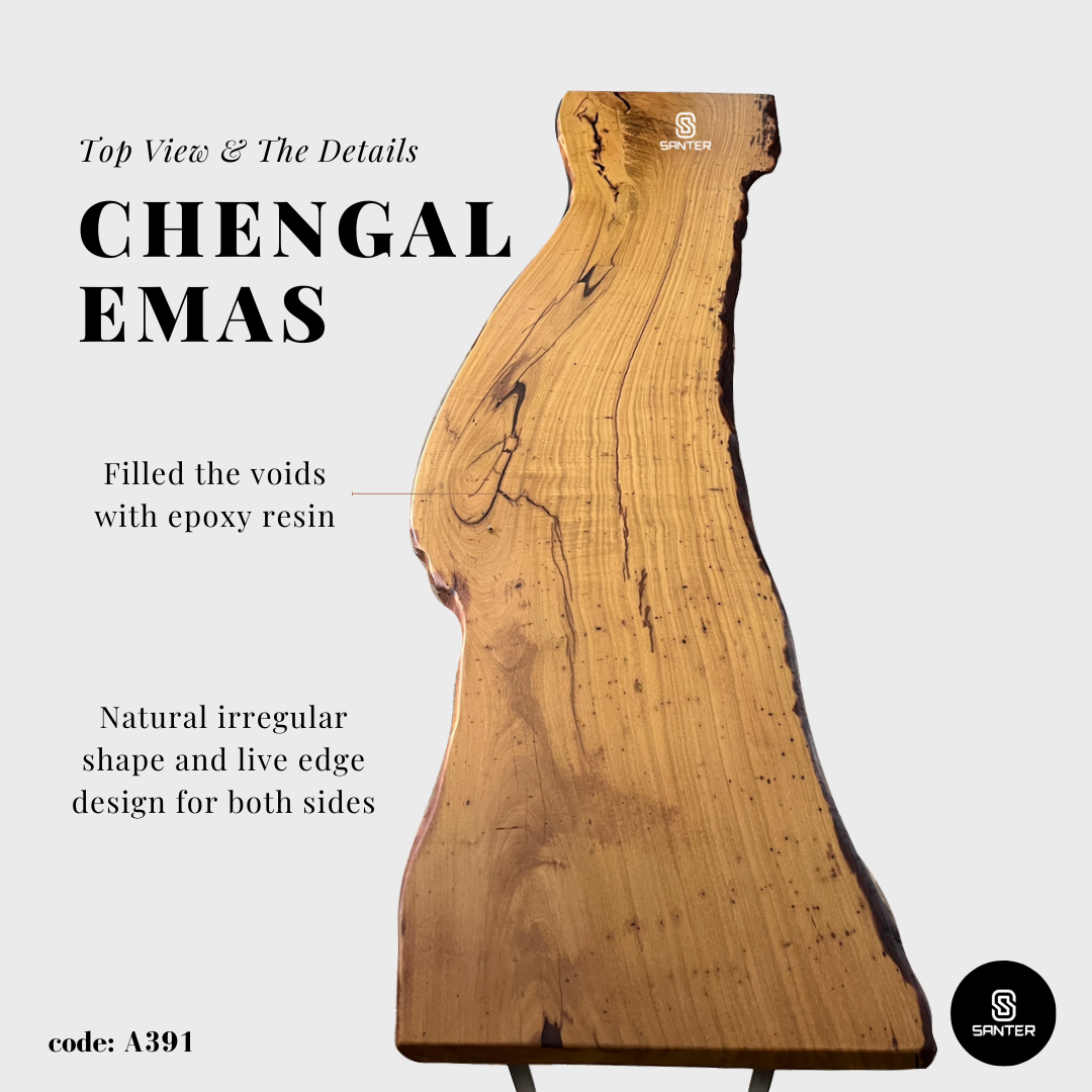 A391. Chengal Emas Solid Wood Rustic Bar Table / Console Table