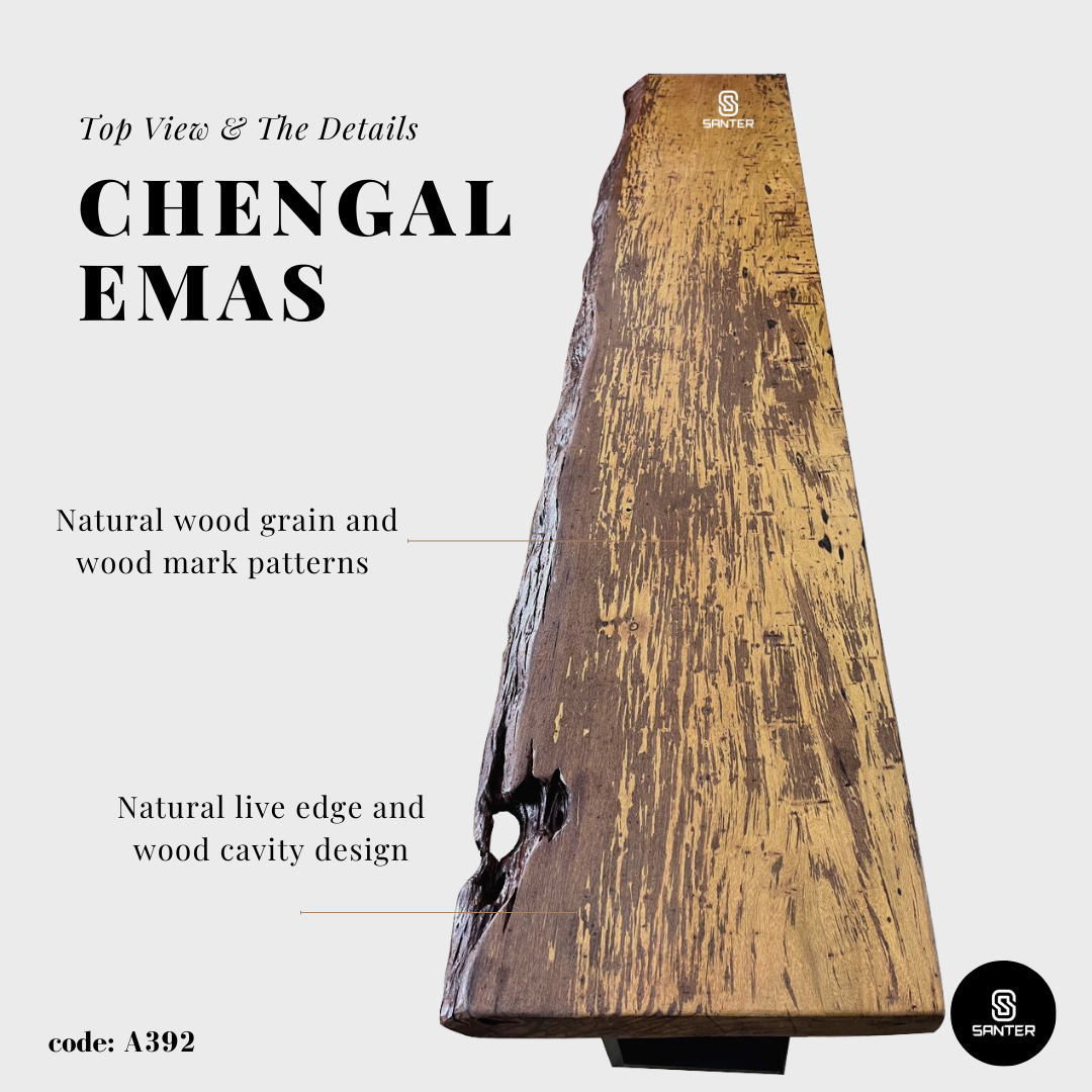 A392. Chengal Emas Solid Wood Rustic Bar Table / Console Table