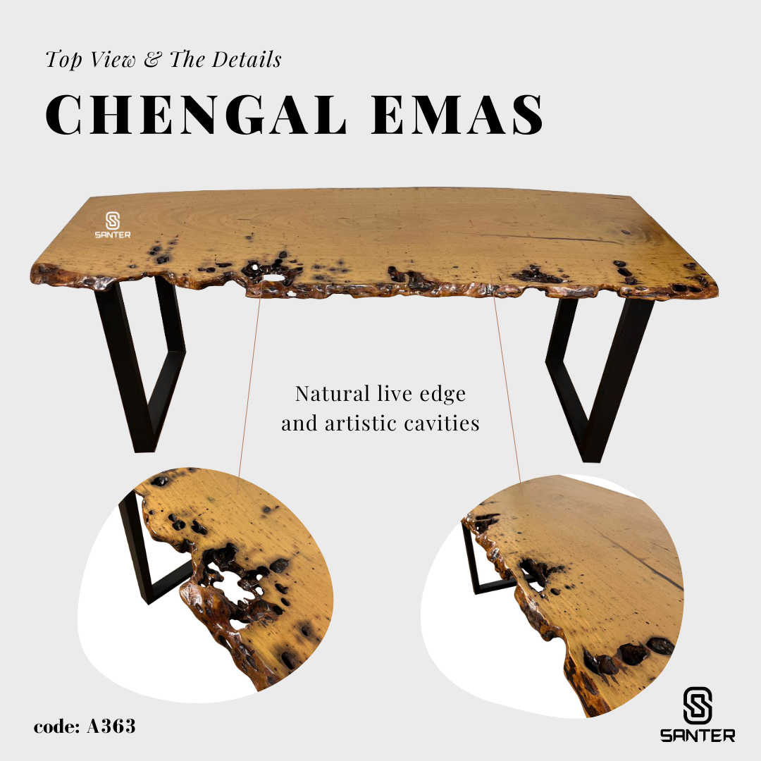 A363. Chengal Emas Solid Wood Study Table/ Office Table