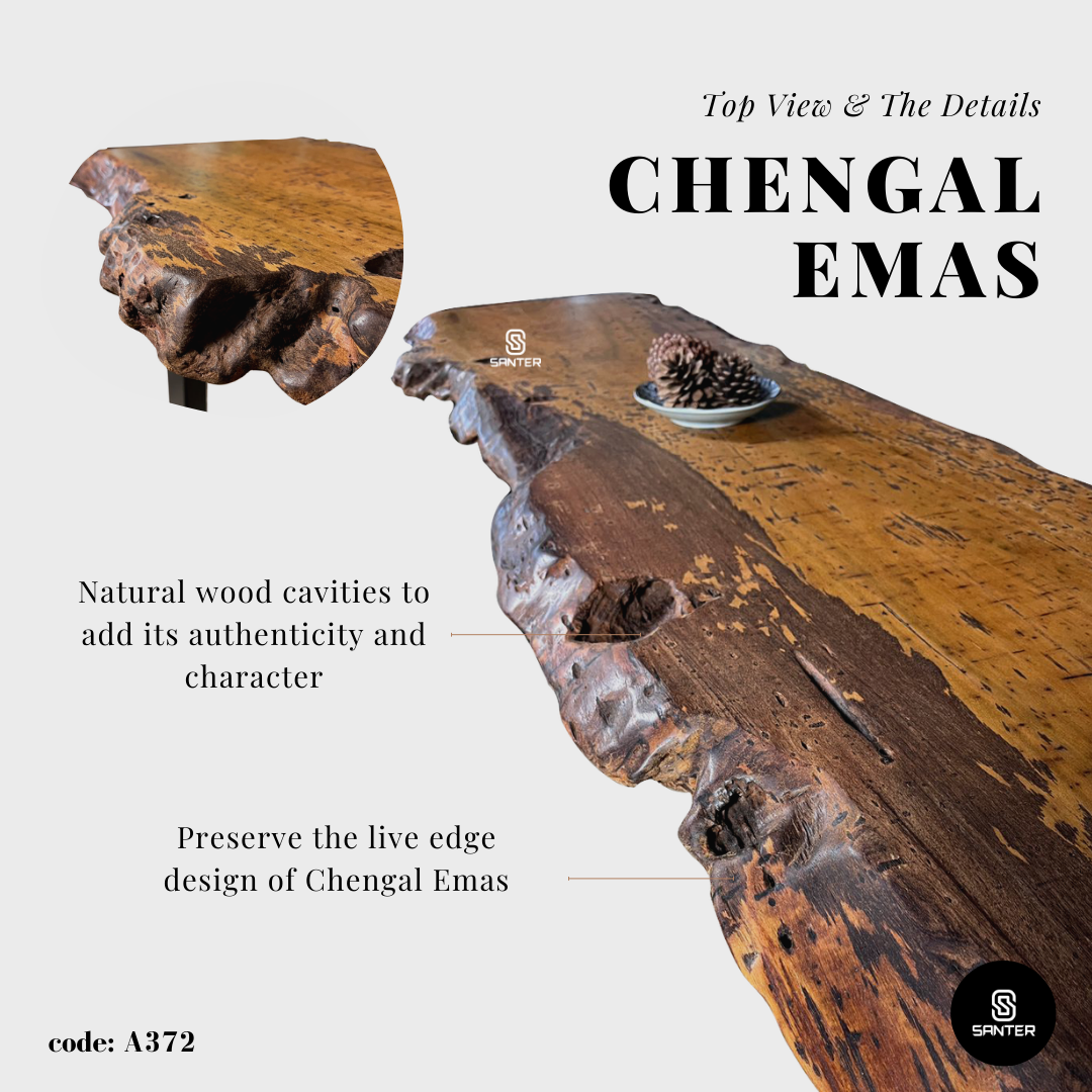 A372. Chengal Emas Solid Wood Tea Table / Outdoor Table