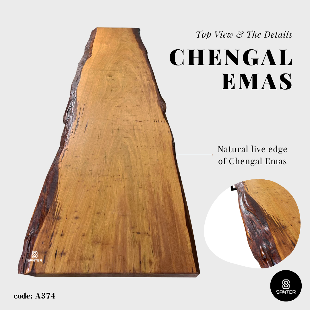 A374. Chengal Emas Solid Wood Study Table/ Working Desk/ Bar Dining Table / Console Table