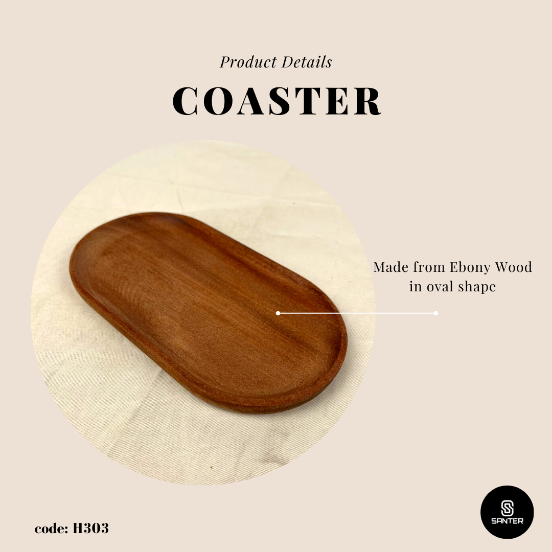 H303. Oval Wooden Coaster/ Cup Coaster/ Vanity Tray
