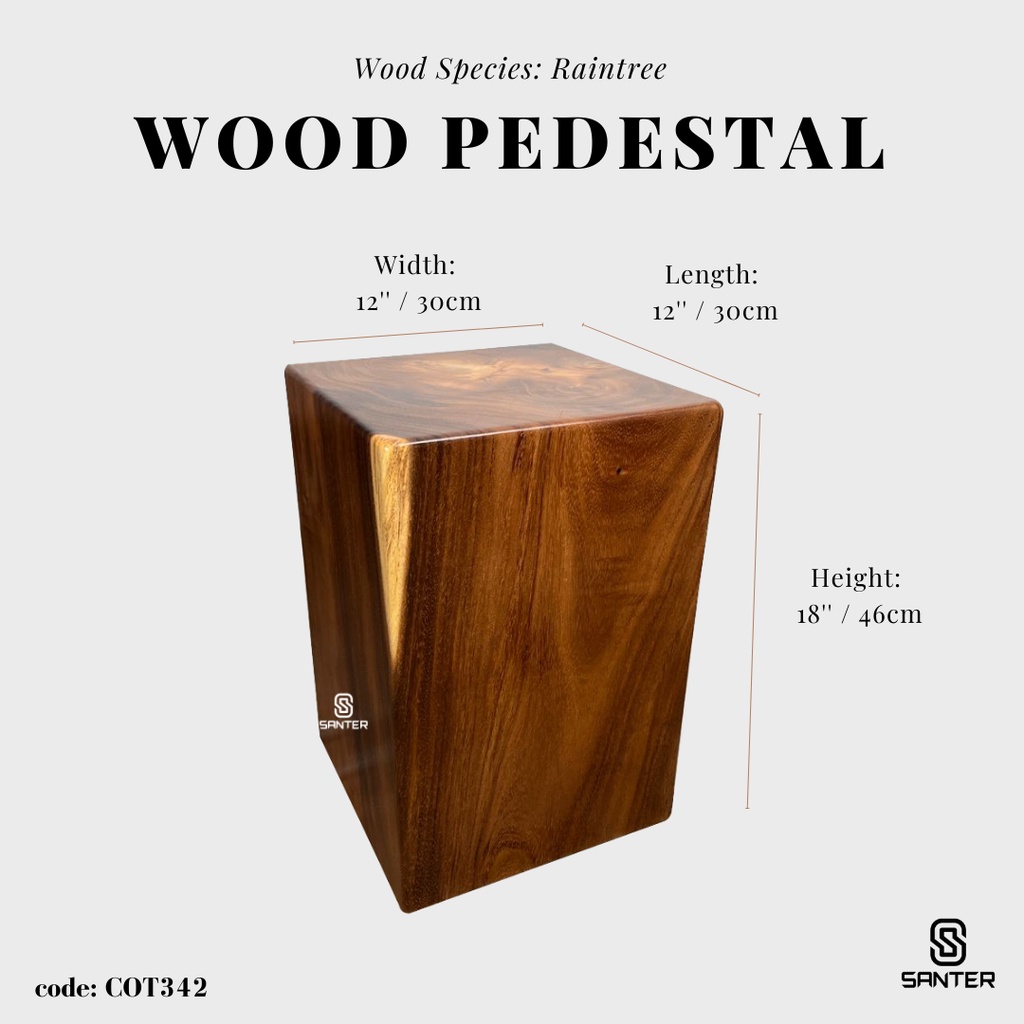 COT342. Raintree Solid Wood Stump / Stool / Pedestal / Side Table