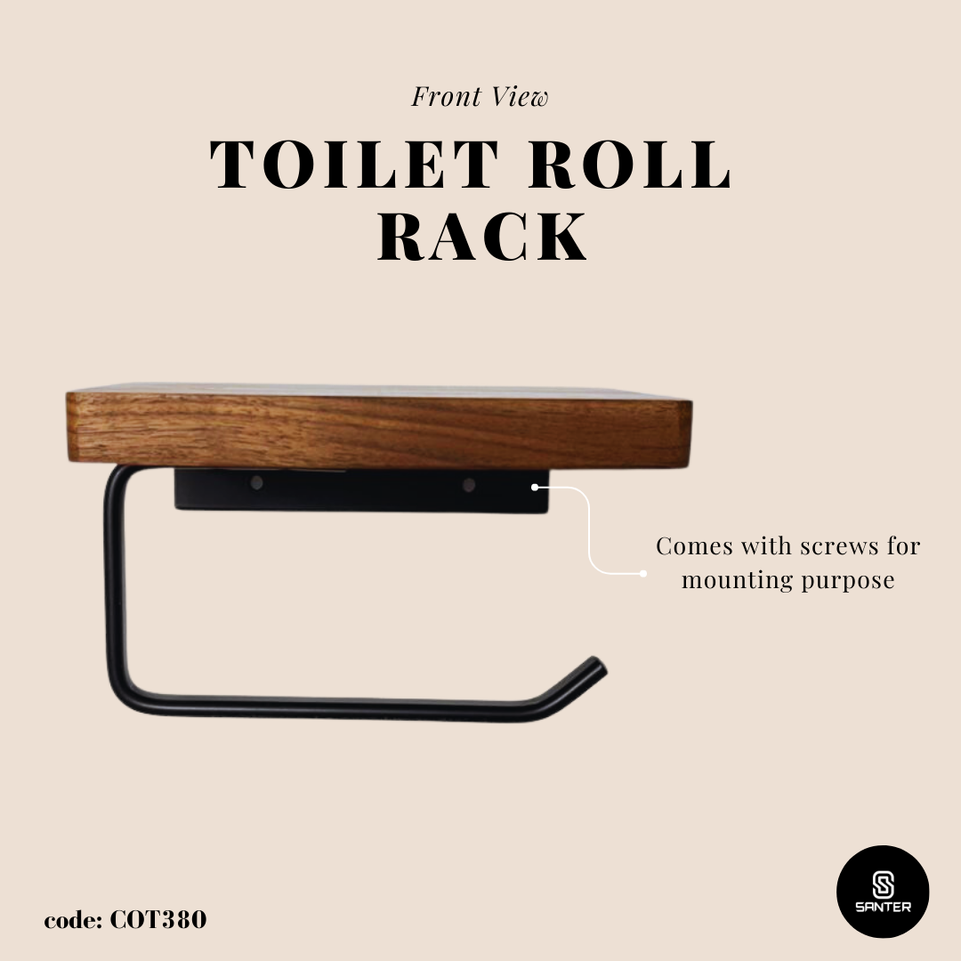 COT380. Black Walnut Solid Wood Toilet Paper Roll Holder