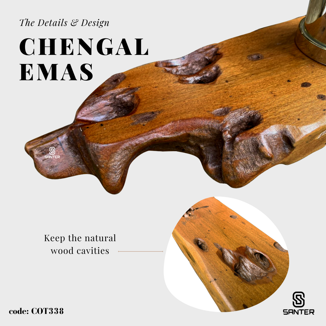 COT338. Chengal Emas Solid Wood Live Edge Floating Wall Shelf