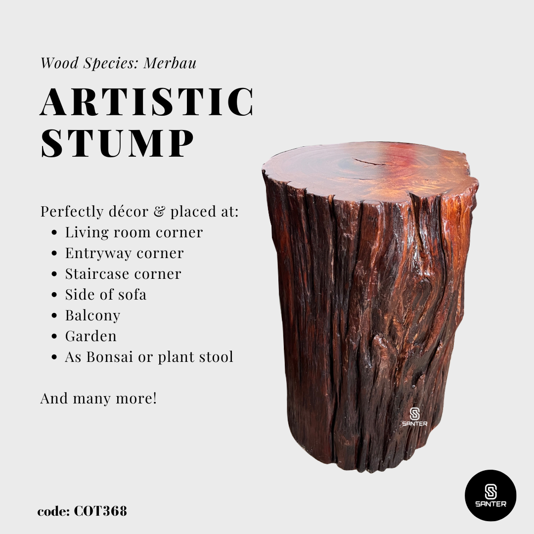 COT368. Merbau Artistic Wood Pedestal/ Stump/ Side Table/ Stool