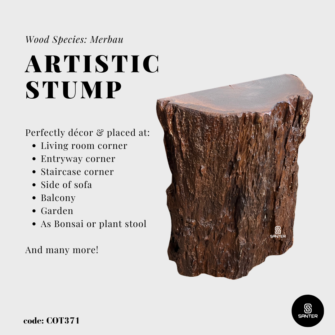 COT371. Merbau Artistic Wood Pedestal/ Stump/ Side Table