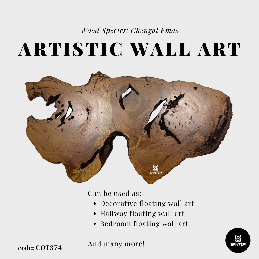 COT374. Chengal Emas Solid Wood Rustic Floating Wall Art