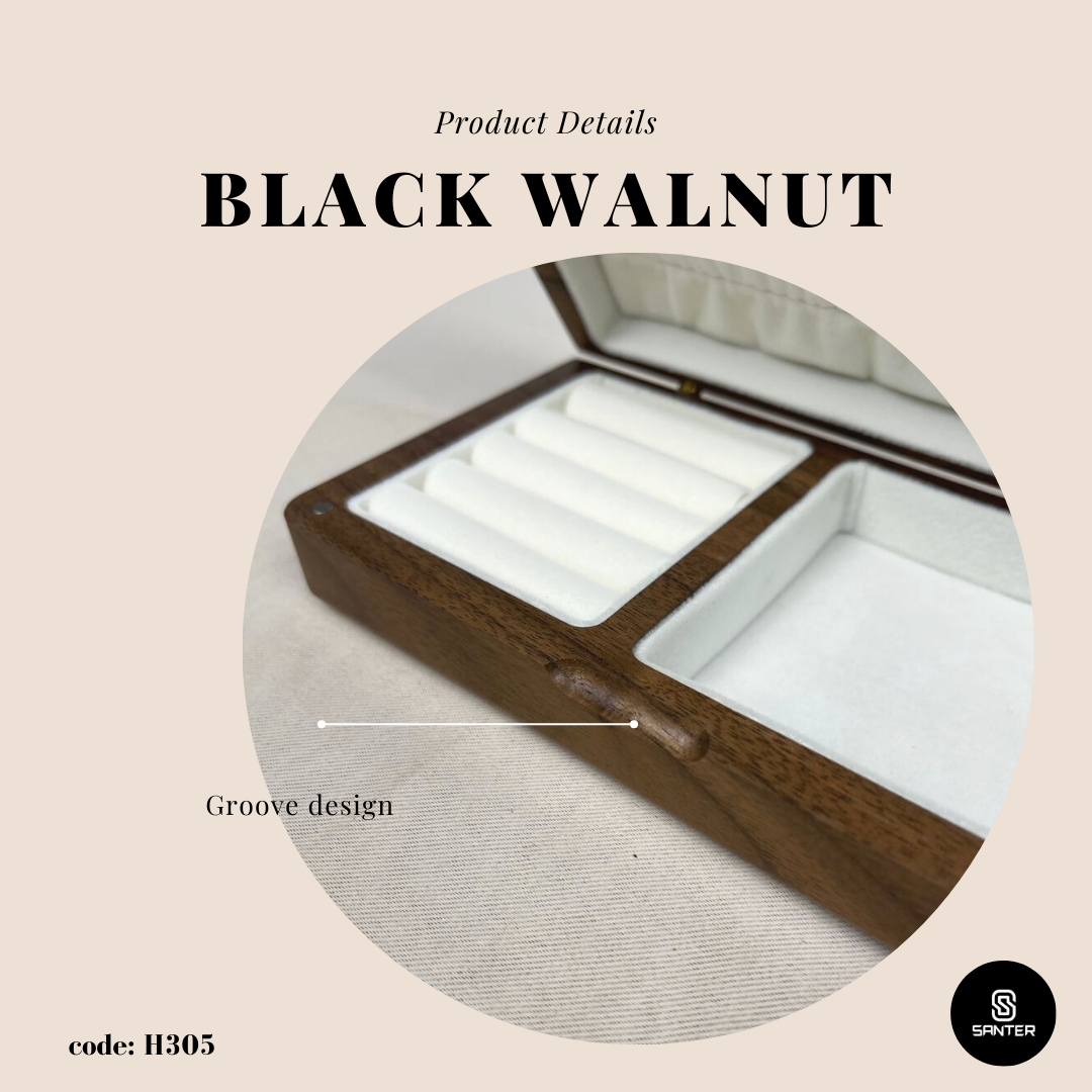 H305. Black Walnut Solid Wood Jewelry Storage Box