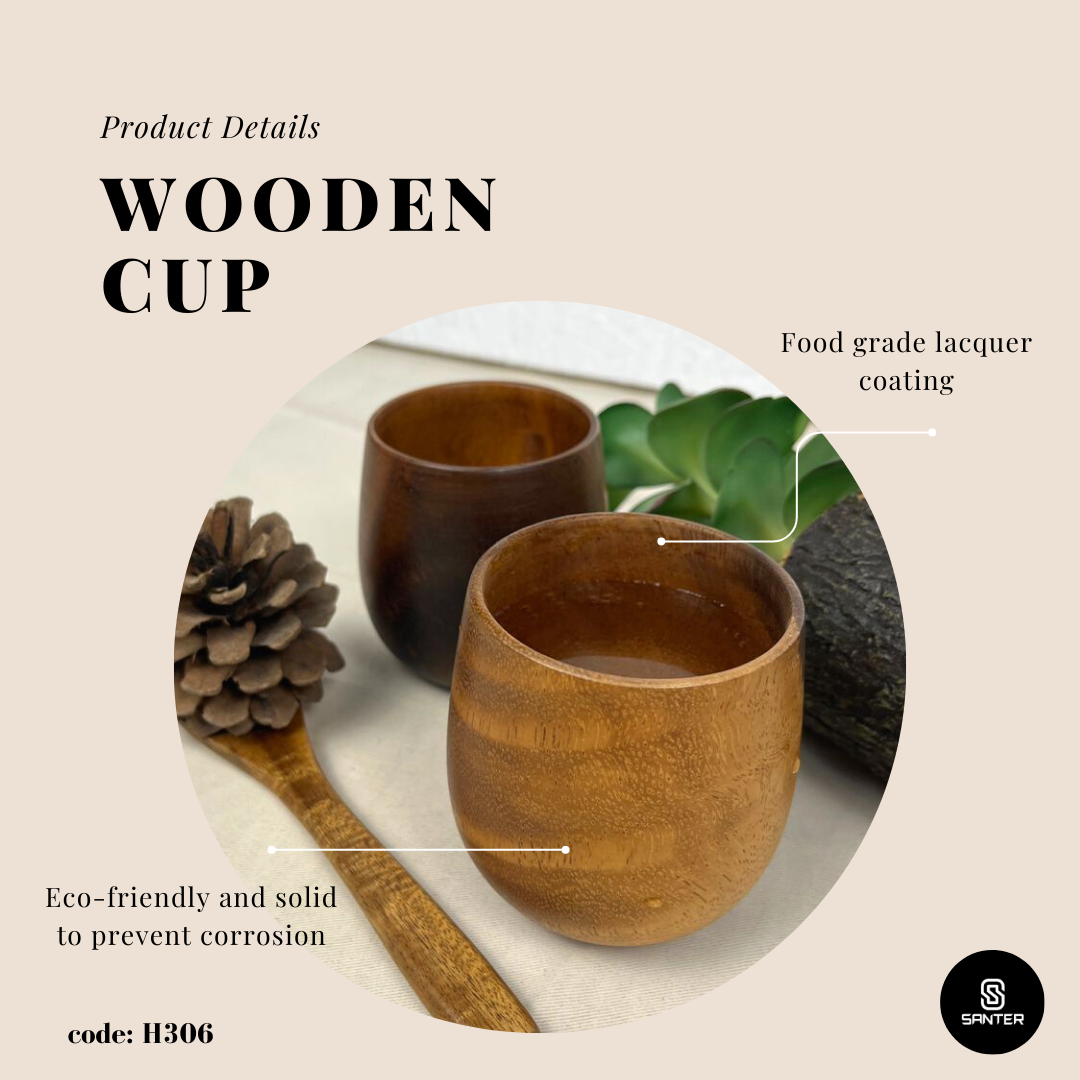 H306. Acacia Wood Tea Cup/ Coffee Cup/ Wooden Cup