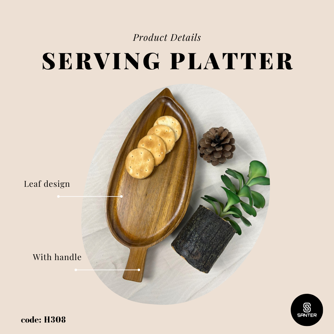 H308. Acacia Wood Serving Tray/ Serving Platter/ Vanity Tray