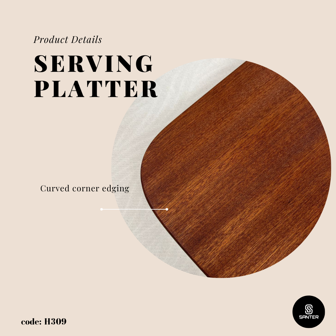 H309. Ebony Wood Serving Tray/ Serving Platter