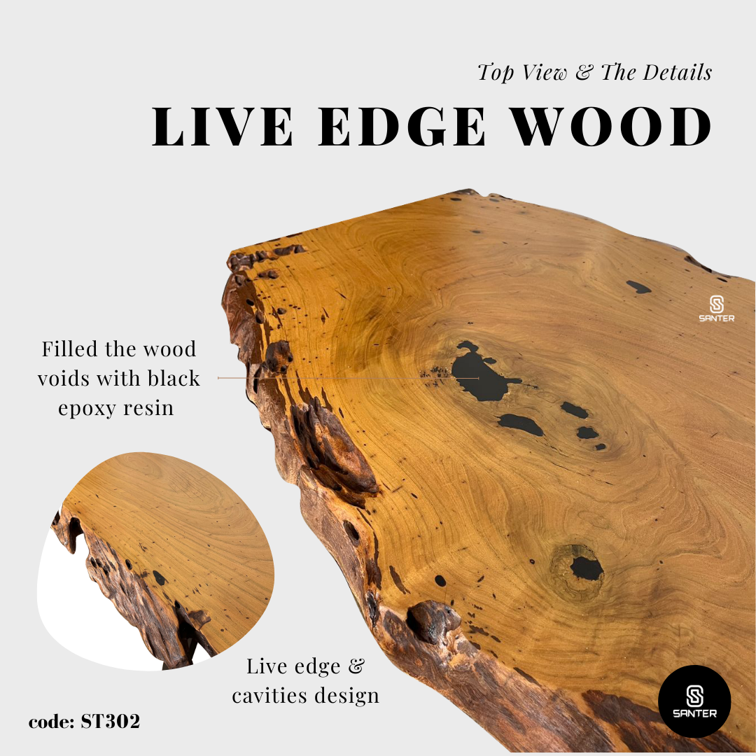 ST302. Chengal Emas Solid Wood Rustic Office Table/ Study Table/ Tea Table