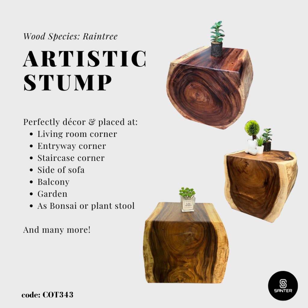 COT343. Raintree Artistic Wood Pedestal / Stump / Side Table
