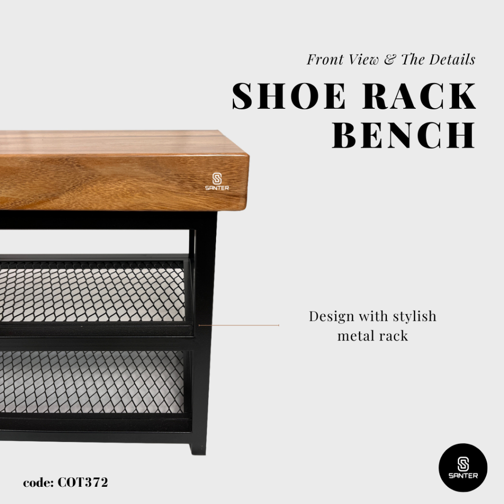 COT372. Raintree Solid Wood Shoes Rack Bench