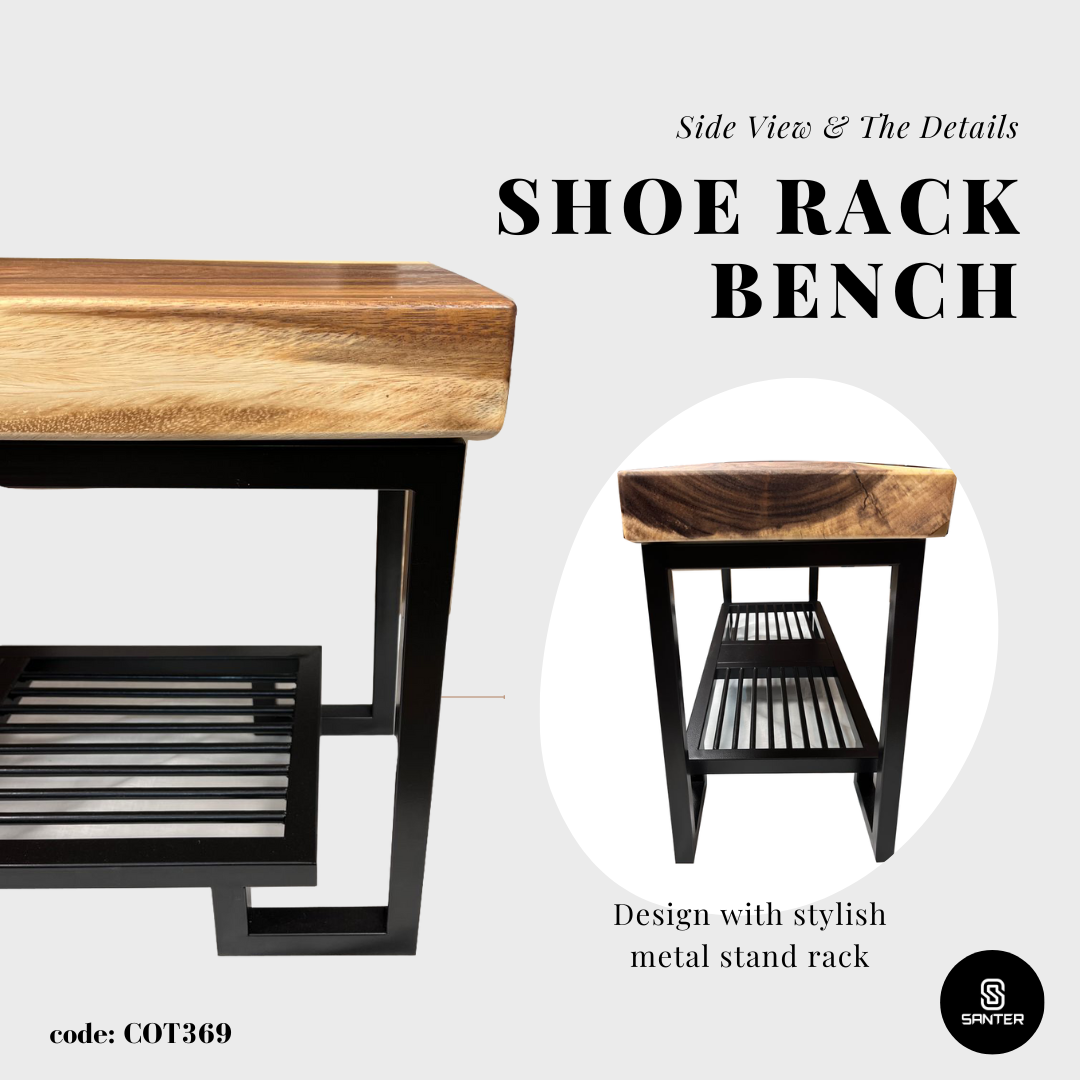 COT369. Raintree Solid Wood Shoe Rack Bench