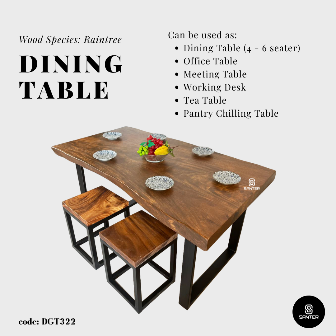 DGT322. Raintree Wood Dining Table/ Tea Table (6 seater)