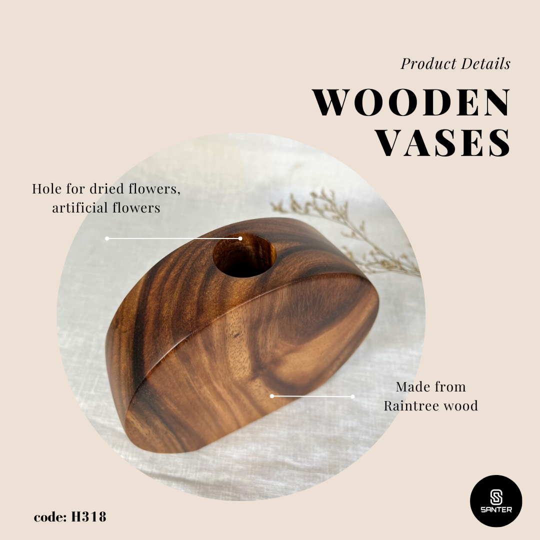 H318. Raintree Solid Wood Wooden Vases