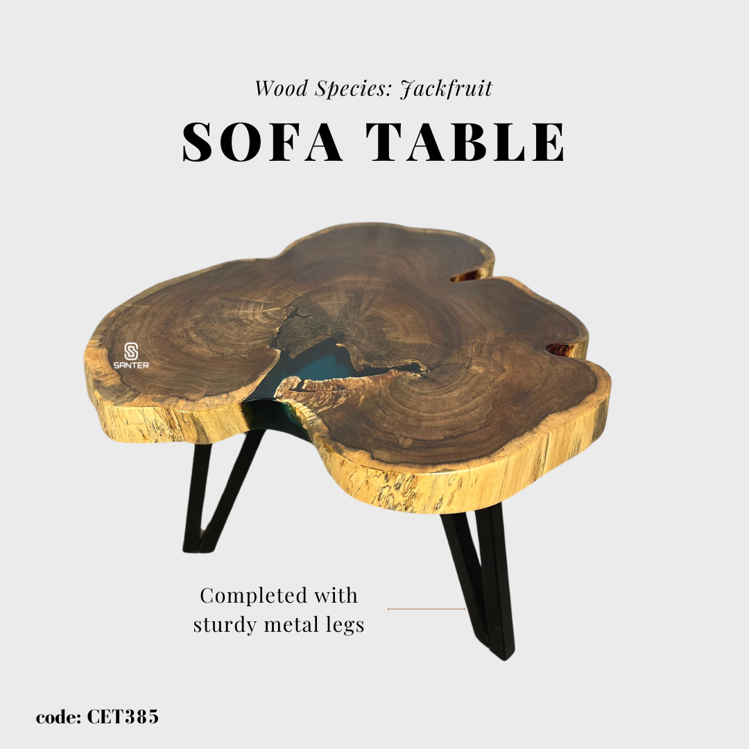 CET385. Jackfruit Solid Wood Coffee Table/ Side Table (Topaz Blue)