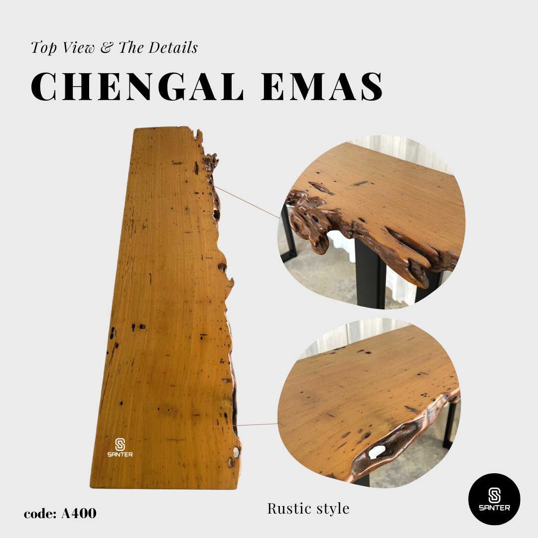 A400. Chengal Emas Solid Wood Bar Table / Console Table