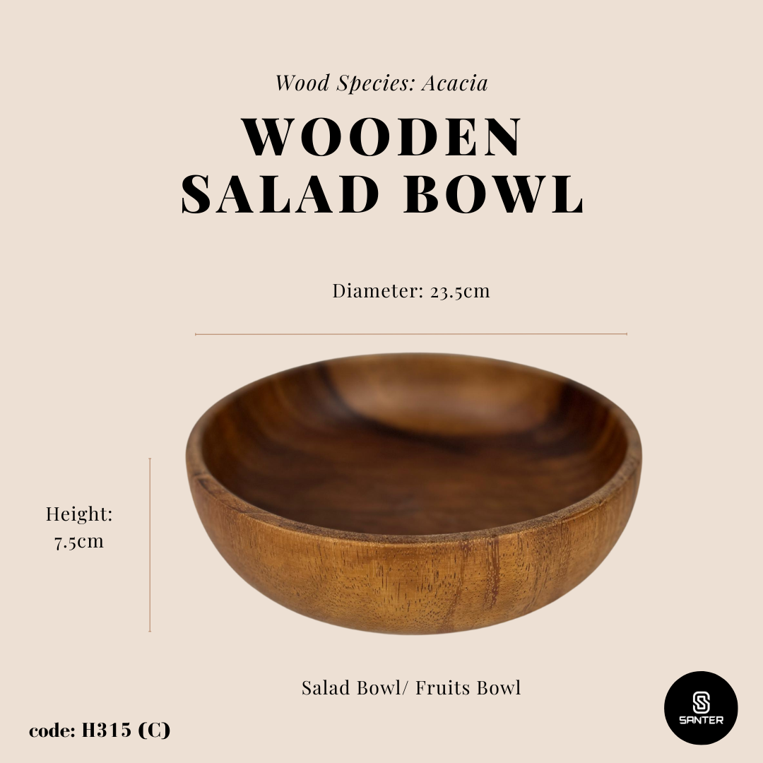 H315. Acacia Wood Round Wooden Bowl