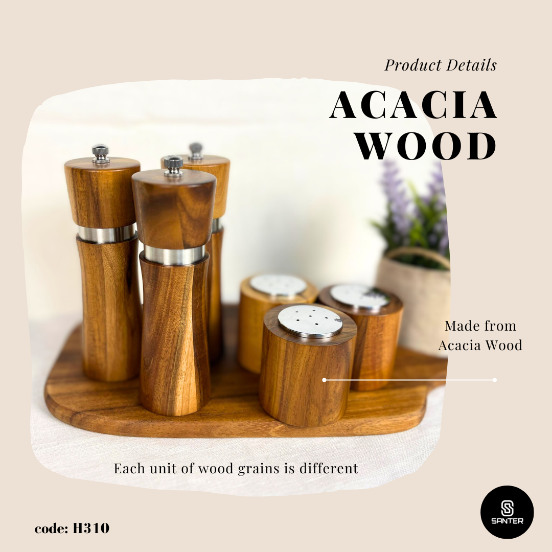 H310. Acacia Wood Cooking Salt & Pepper Grinder / Salt & Pepper Mills Shaker